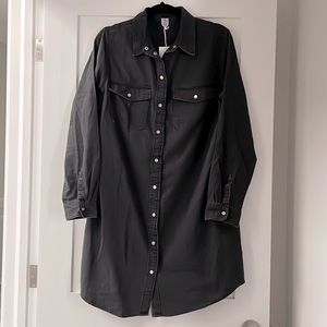 NWT H&M black washed denim shirt dress